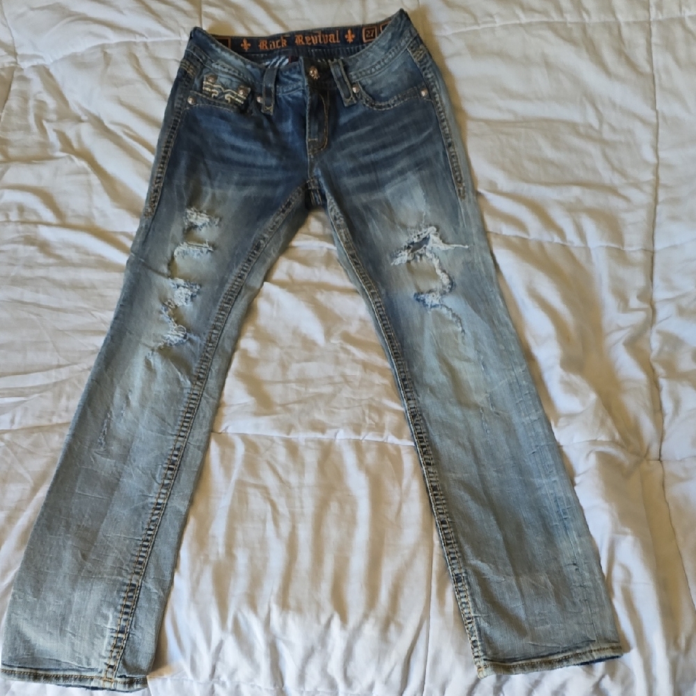 Rock Revival Faded Blue Denim Jeans